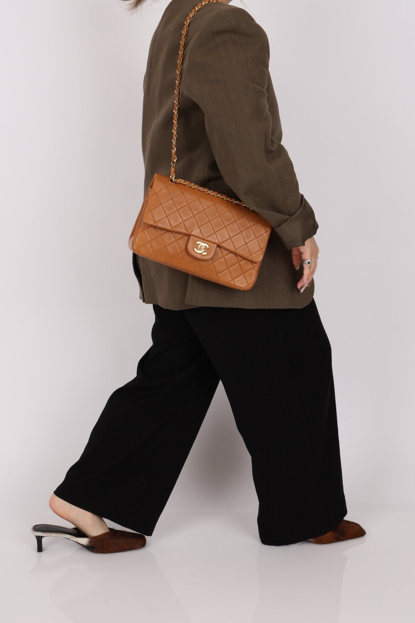 Chanel 1989 Light Carmel Lambskin Medium Classic Double Flap 24k GP - FashioNica