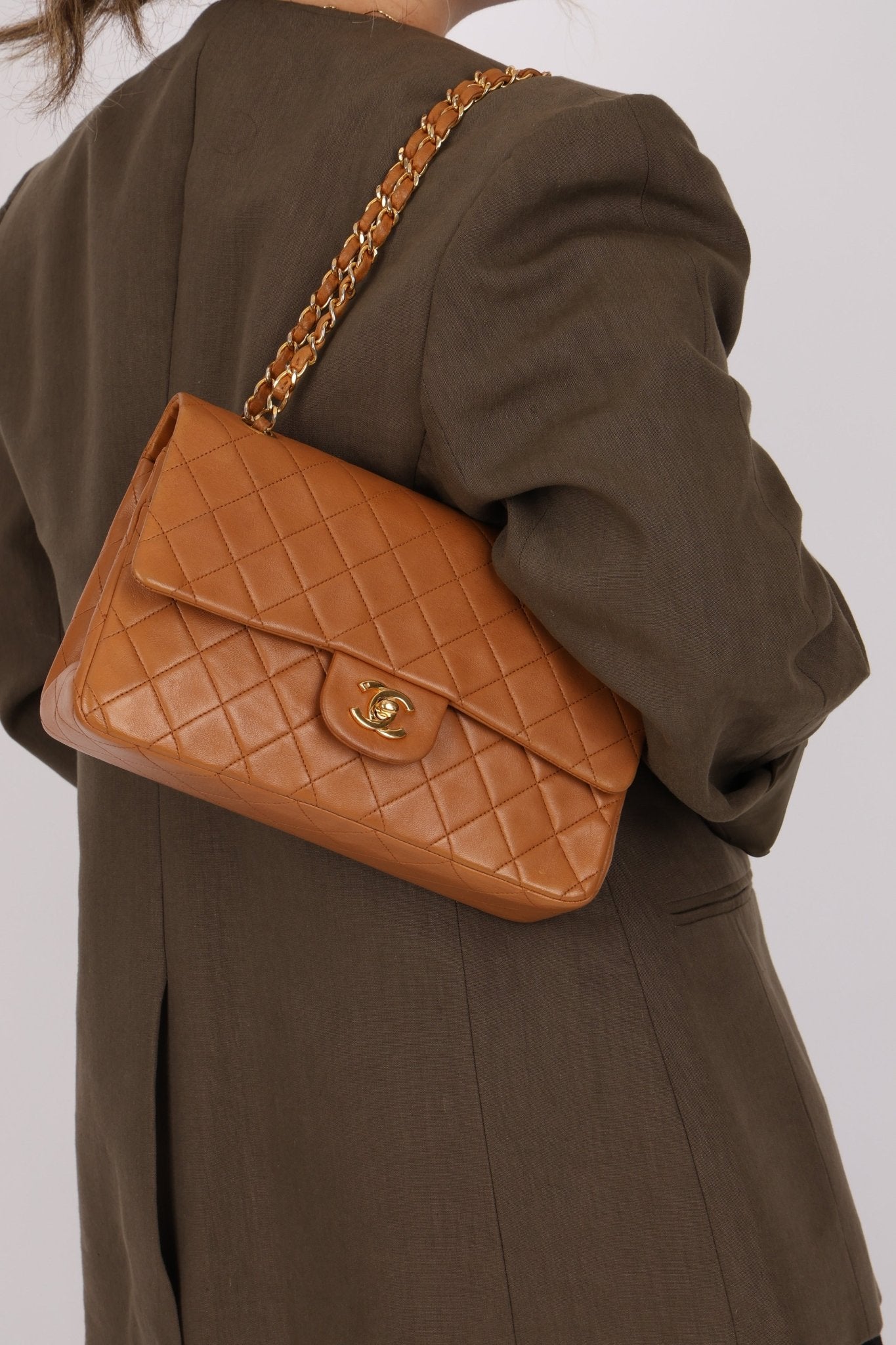 Chanel 1989 Light Carmel Lambskin Medium Classic Double Flap 24k GP - FashioNica