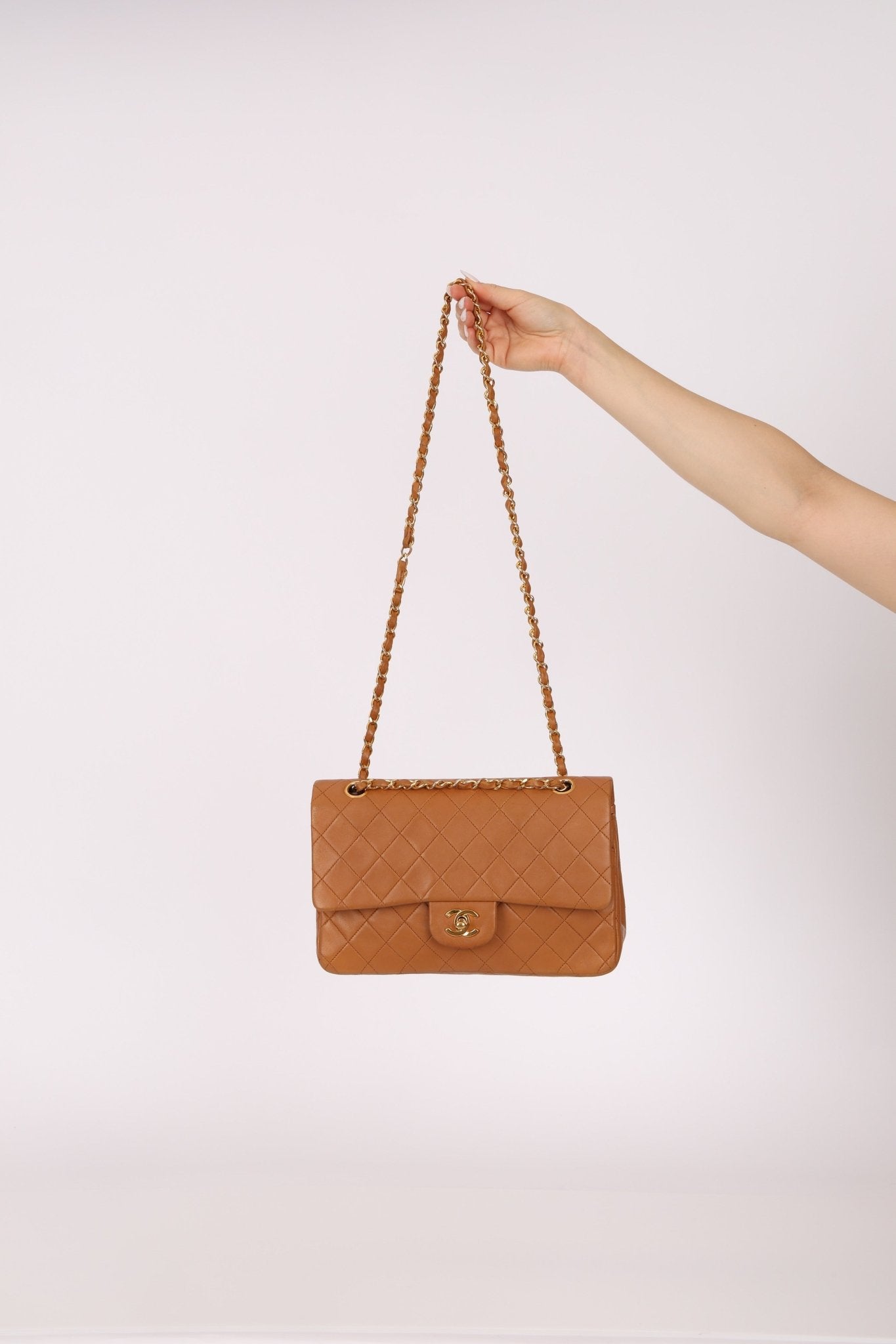 Chanel 1989 Light Carmel Lambskin Medium Classic Double Flap 24k GP - FashioNica