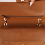 Chanel 1989 Light Carmel Lambskin Medium Classic Double Flap 24k GP - FashioNica