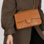 Chanel 1989 Light Carmel Lambskin Medium Classic Double Flap 24k GP - FashioNica