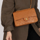 Chanel 1989 Light Carmel Lambskin Medium Classic Double Flap 24k GP - FashioNica
