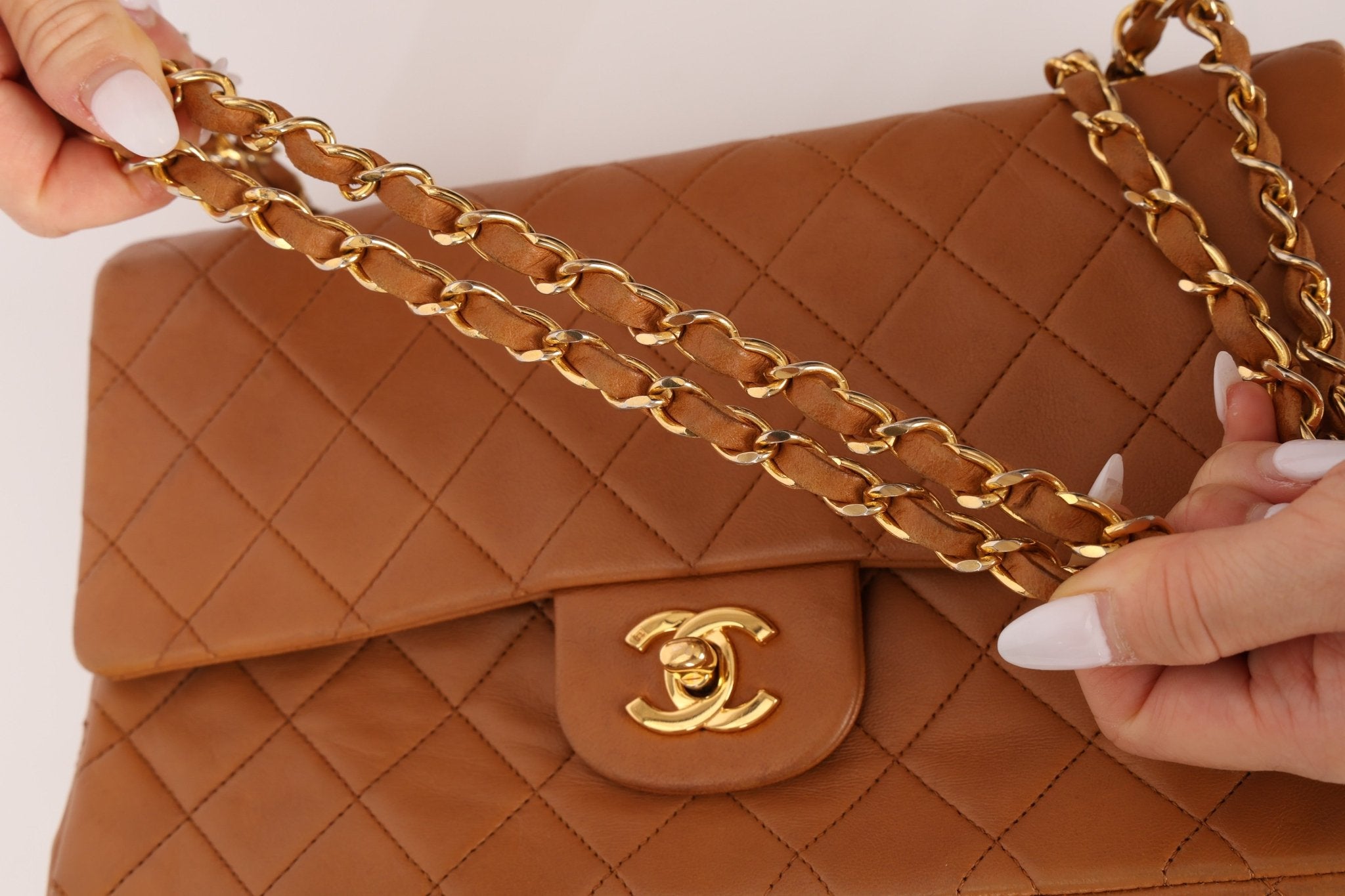 Chanel 1989 Light Carmel Lambskin Medium Classic Double Flap 24k GP - FashioNica