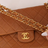 Chanel 1989 Light Carmel Lambskin Medium Classic Double Flap 24k GP - FashioNica