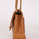 Chanel 1989 Light Carmel Lambskin Medium Classic Double Flap 24k GP - FashioNica