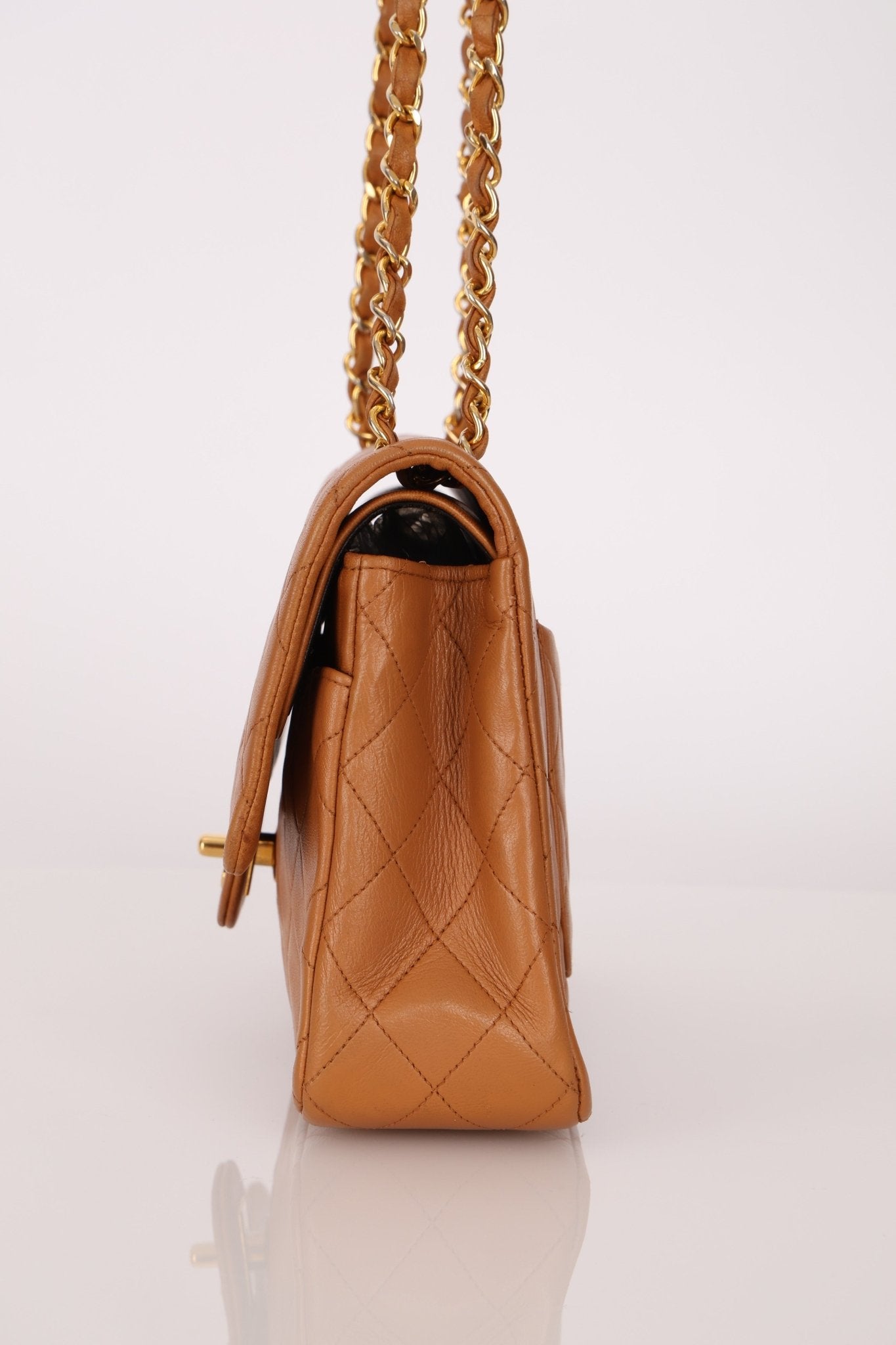 Chanel 1989 Light Carmel Lambskin Medium Classic Double Flap 24k GP - FashioNica