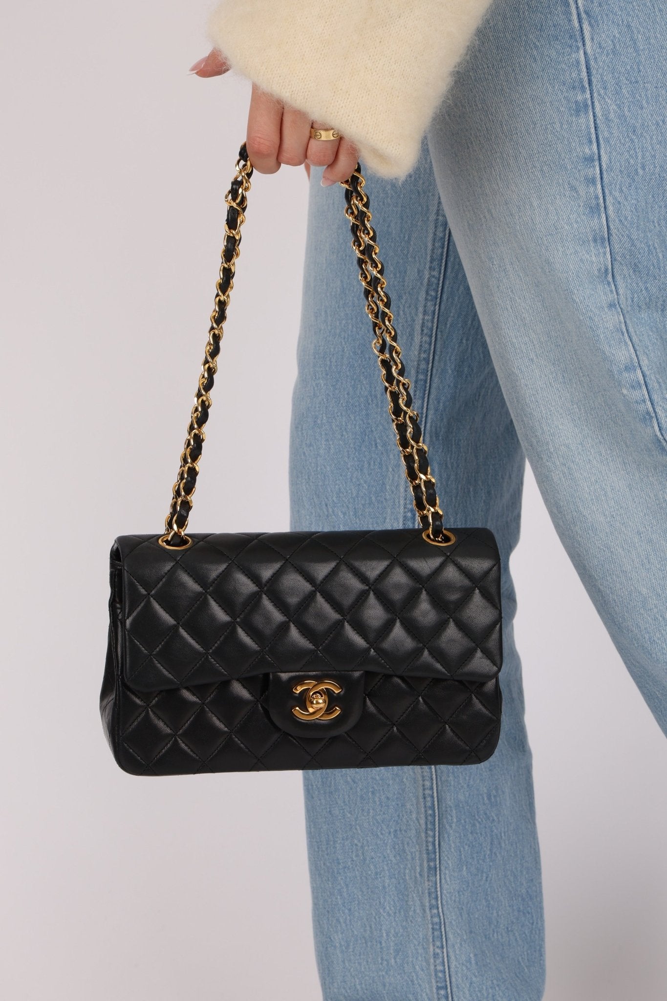Chanel 1990 Lambskin Small Classic Double Flap Bag 24K GP - FashioNica