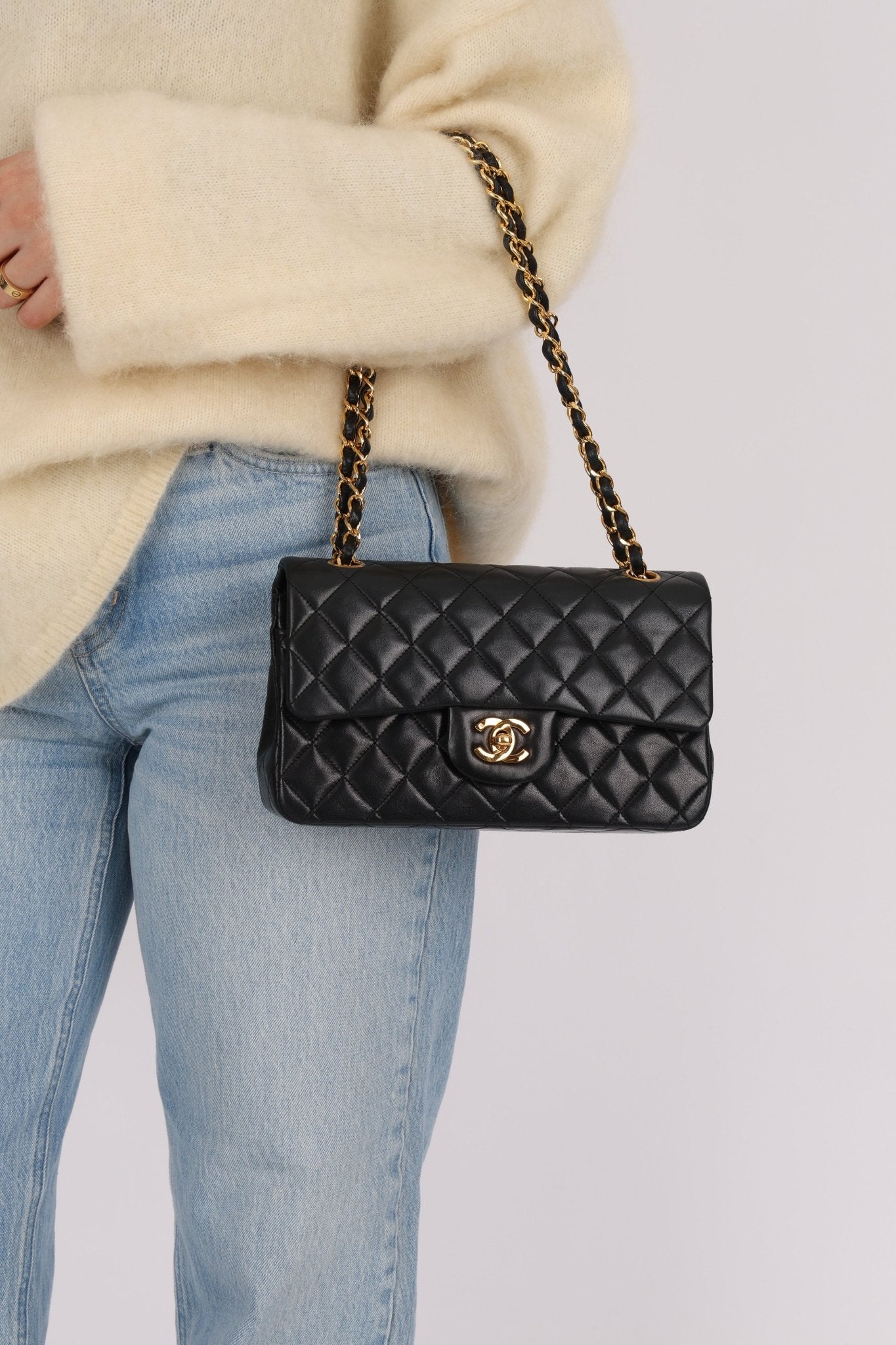 Chanel 1990 Lambskin Small Classic Double Flap Bag 24K GP - FashioNica