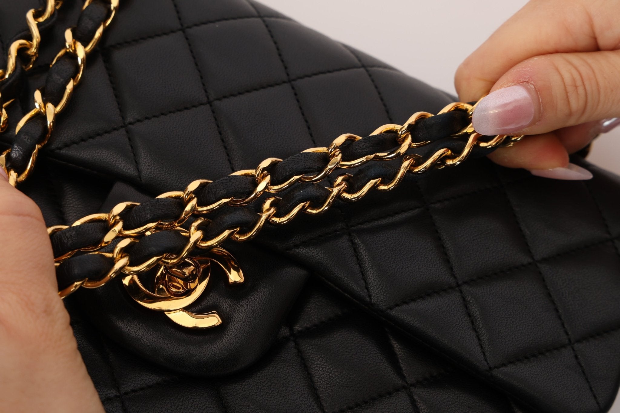 Chanel 1990 Lambskin Small Classic Double Flap Bag 24K GP - FashioNica