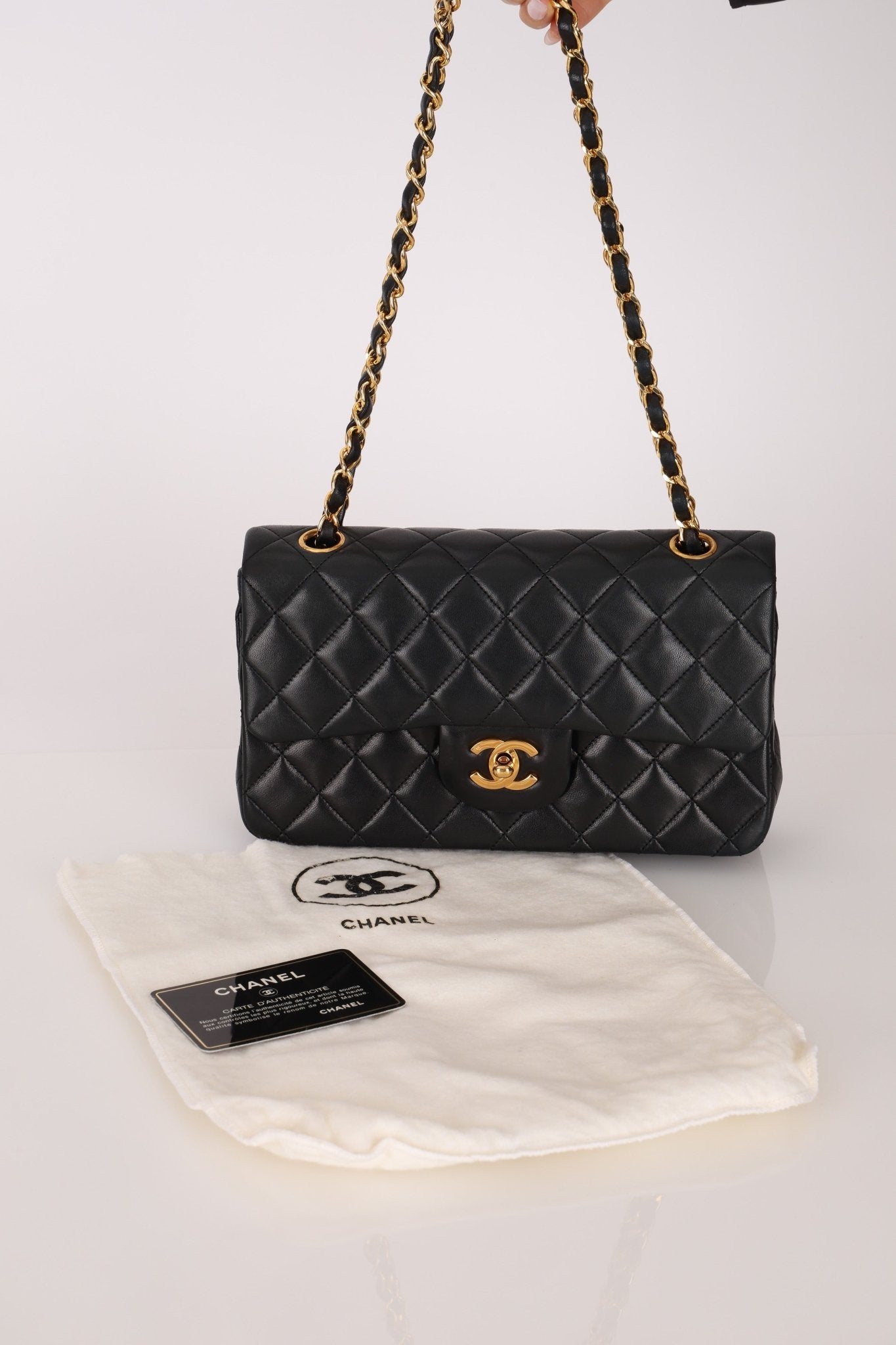 Chanel 1990 Lambskin Small Classic Double Flap Bag 24K GP - FashioNica