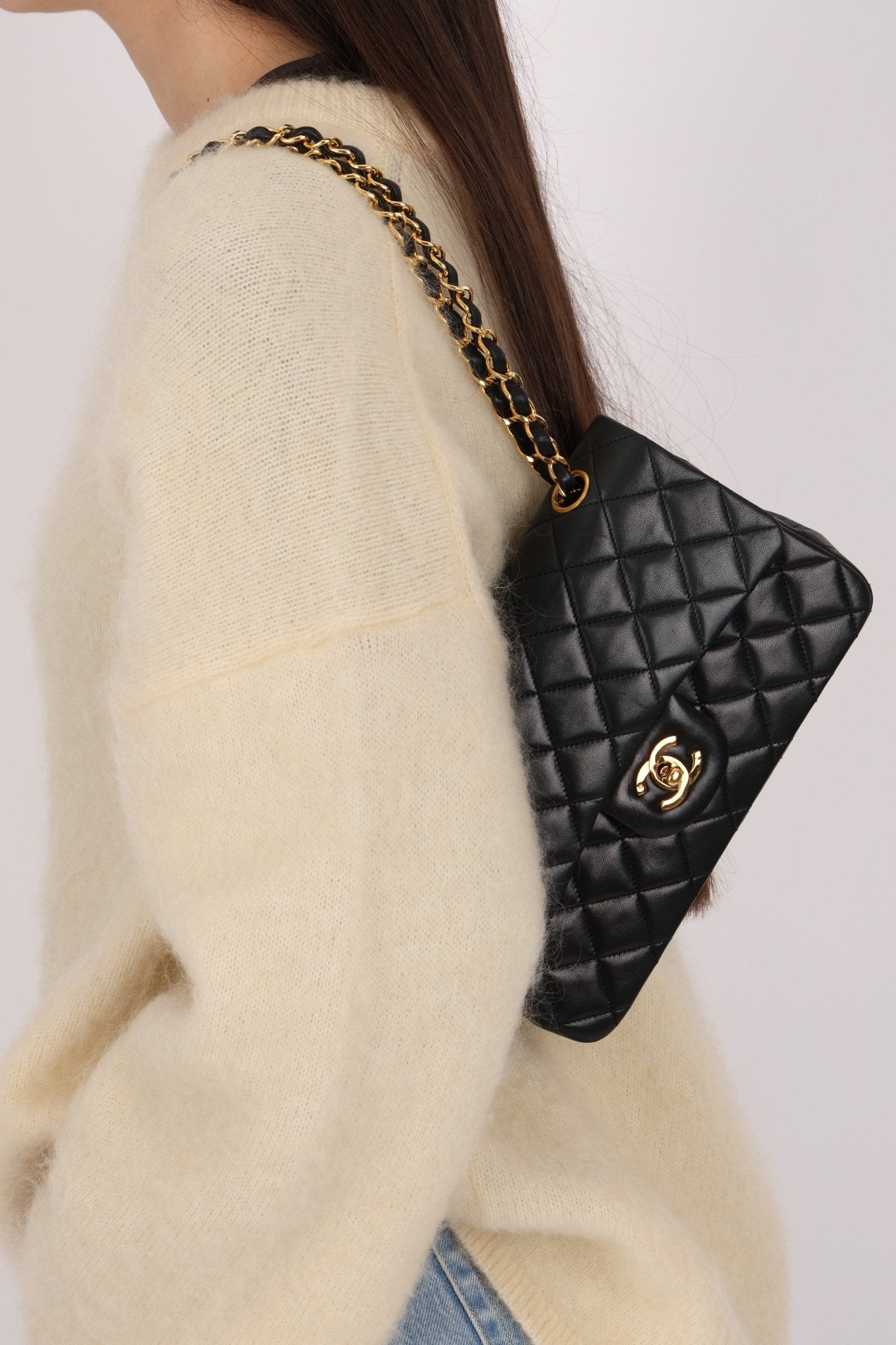 Chanel 1990 Lambskin Small Classic Double Flap Bag 24K GP - FashioNica