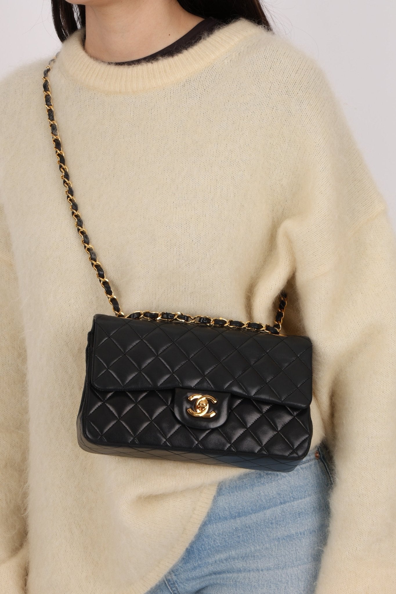 Chanel 1990 Lambskin Small Classic Double Flap Bag 24K GP - FashioNica