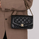 Chanel 1990 Lambskin Small Diana Bag 24K GP - FashioNica