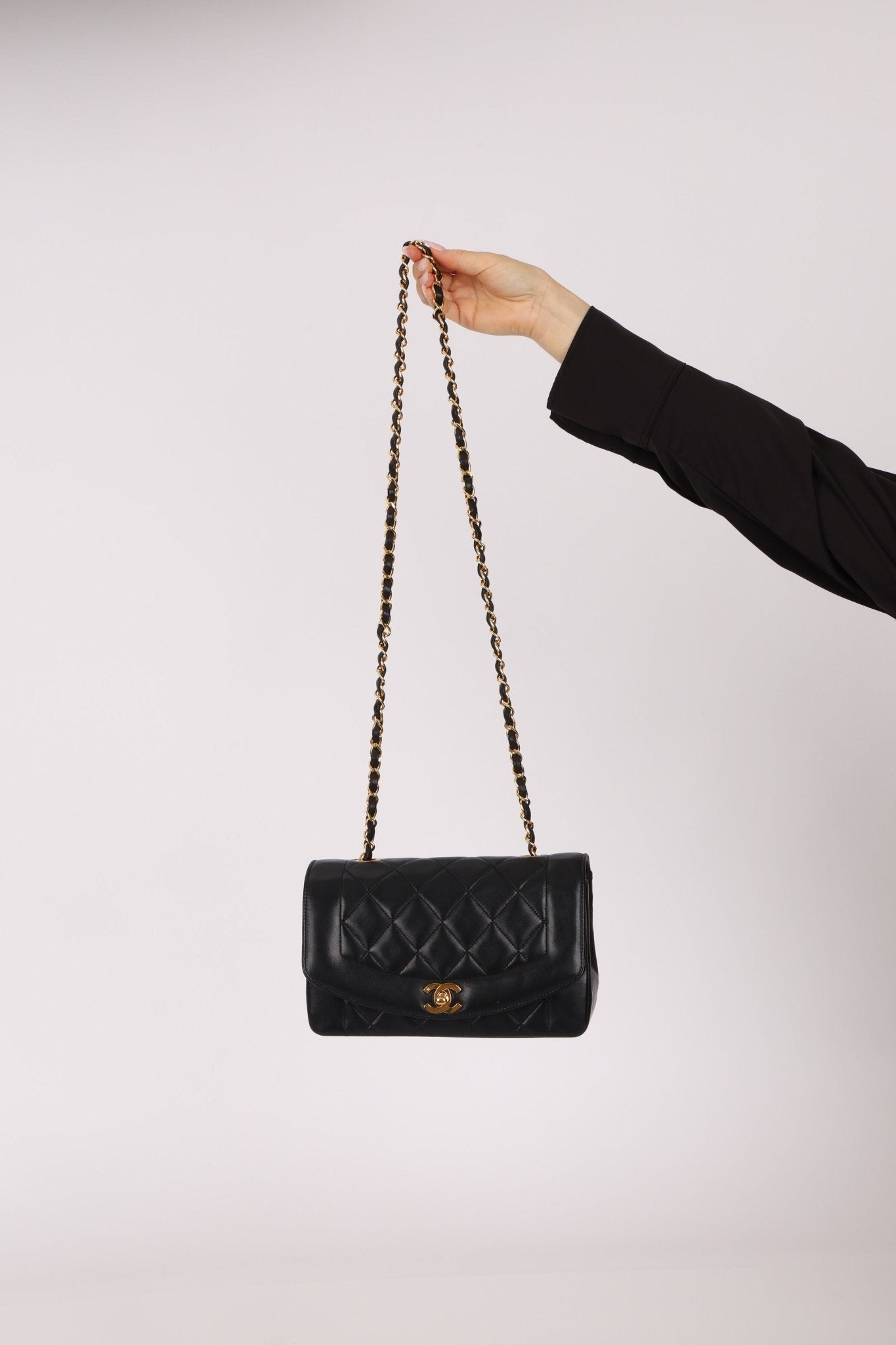 Chanel 1990 Lambskin Small Diana Bag 24K GP - FashioNica