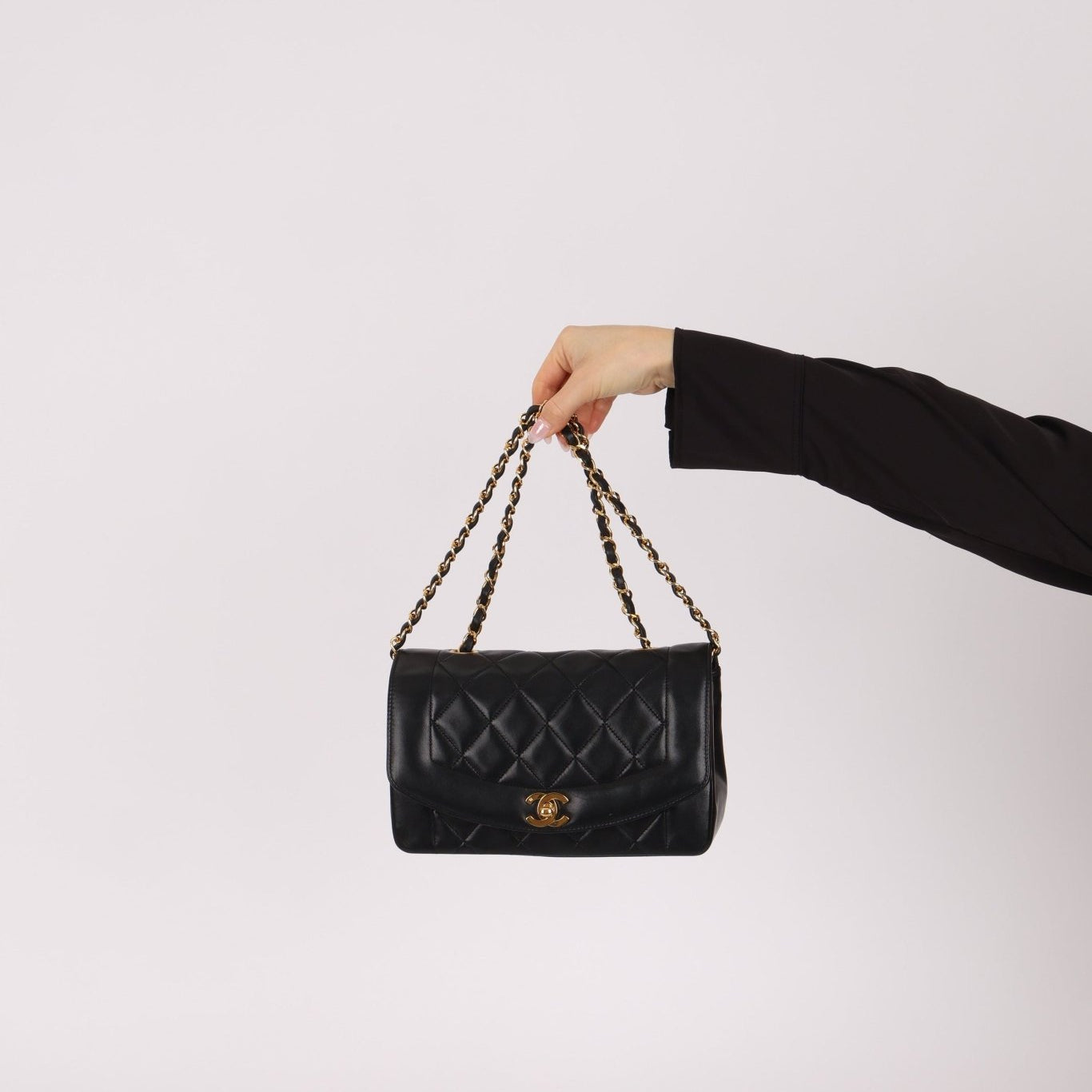 Chanel 1990 Lambskin Small Diana Bag 24K GP - FashioNica