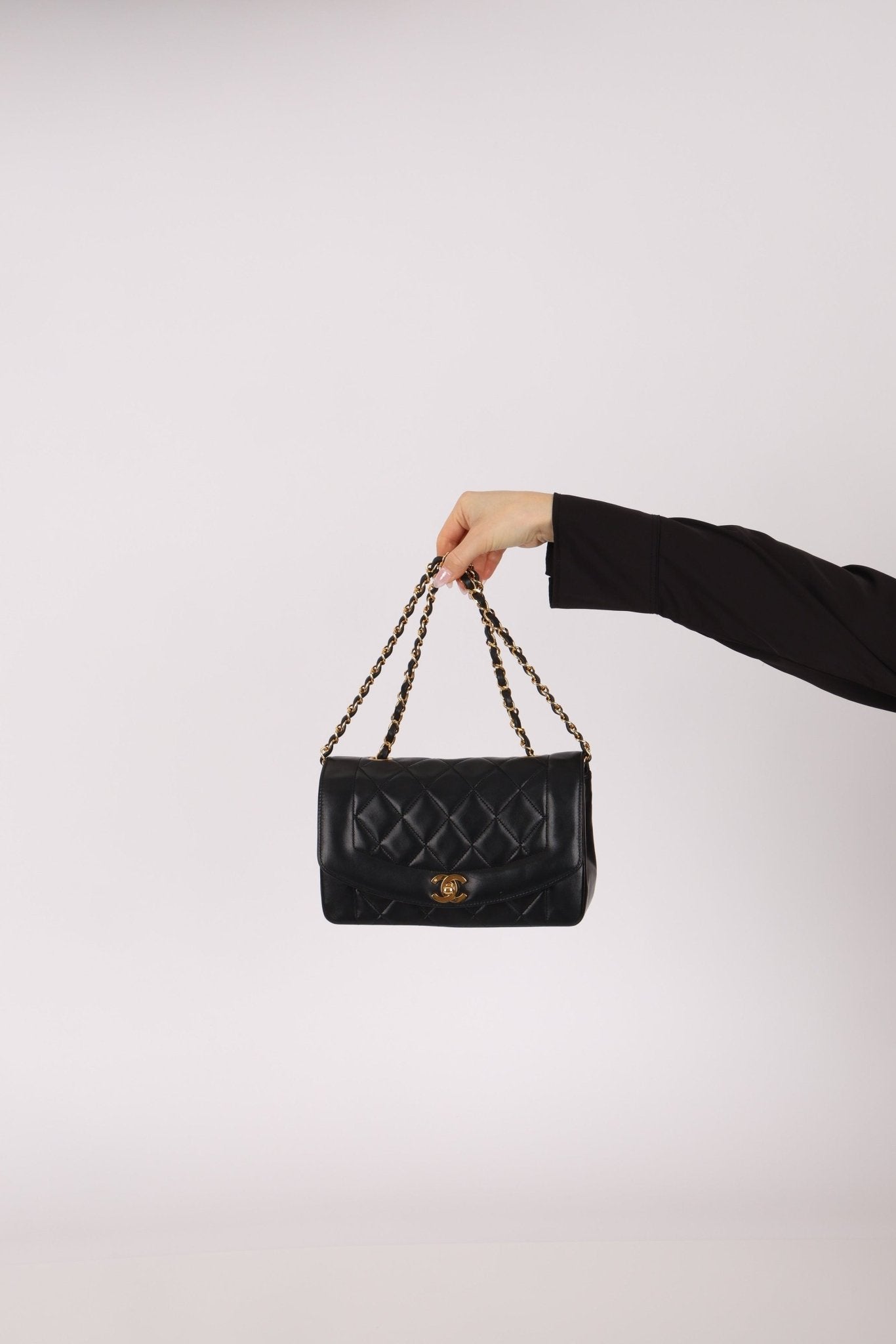 Chanel 1990 Lambskin Small Diana Bag 24K GP - FashioNica