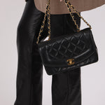 Chanel 1990 Lambskin Small Diana Bag 24K GP - FashioNica