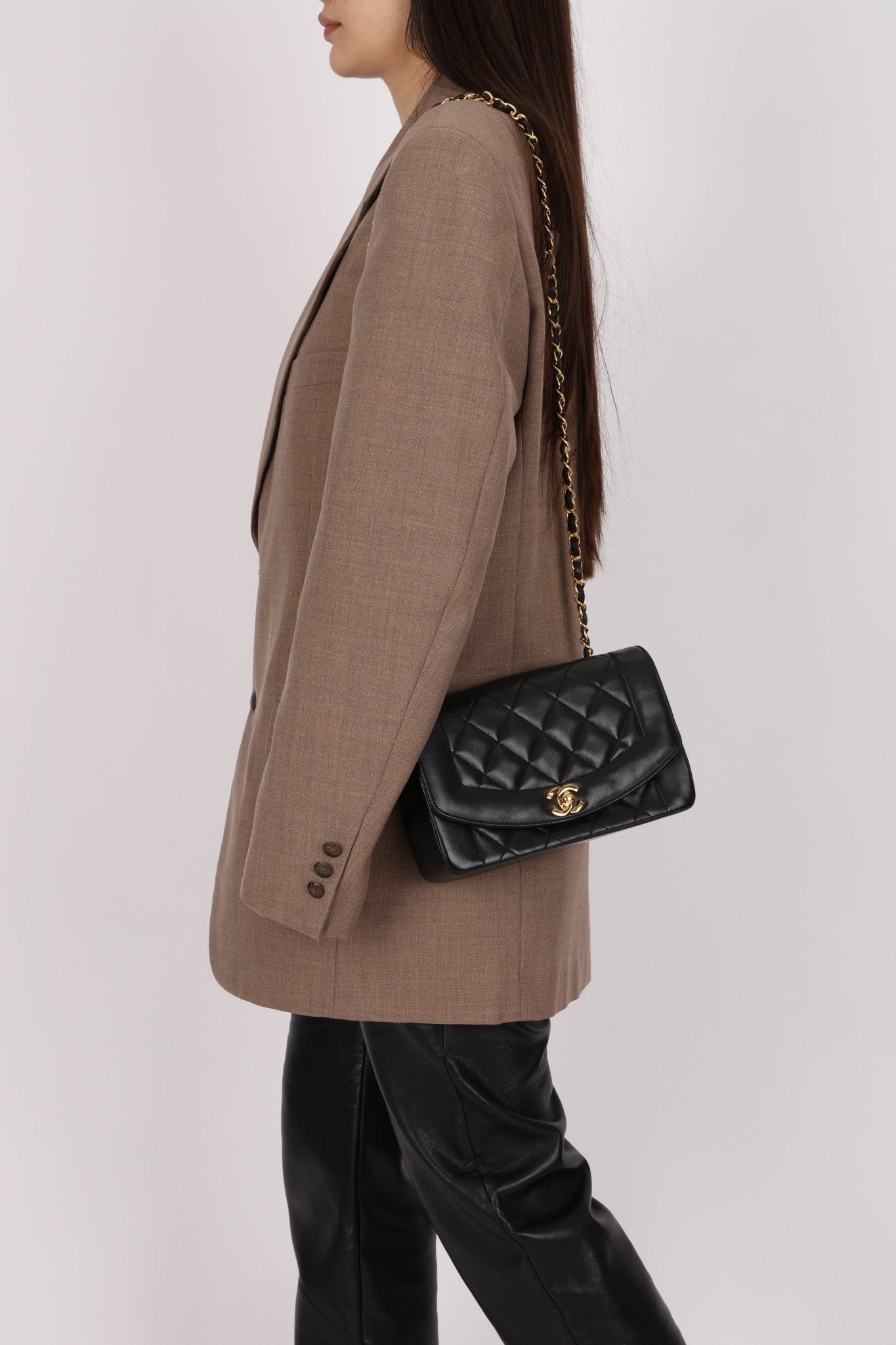 Chanel 1990 Lambskin Small Diana Bag 24K GP - FashioNica