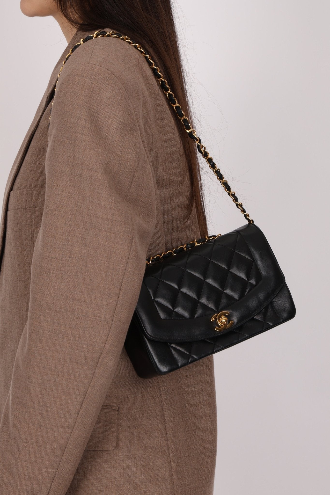 Chanel 1990 Lambskin Small Diana Bag 24K GP - FashioNica