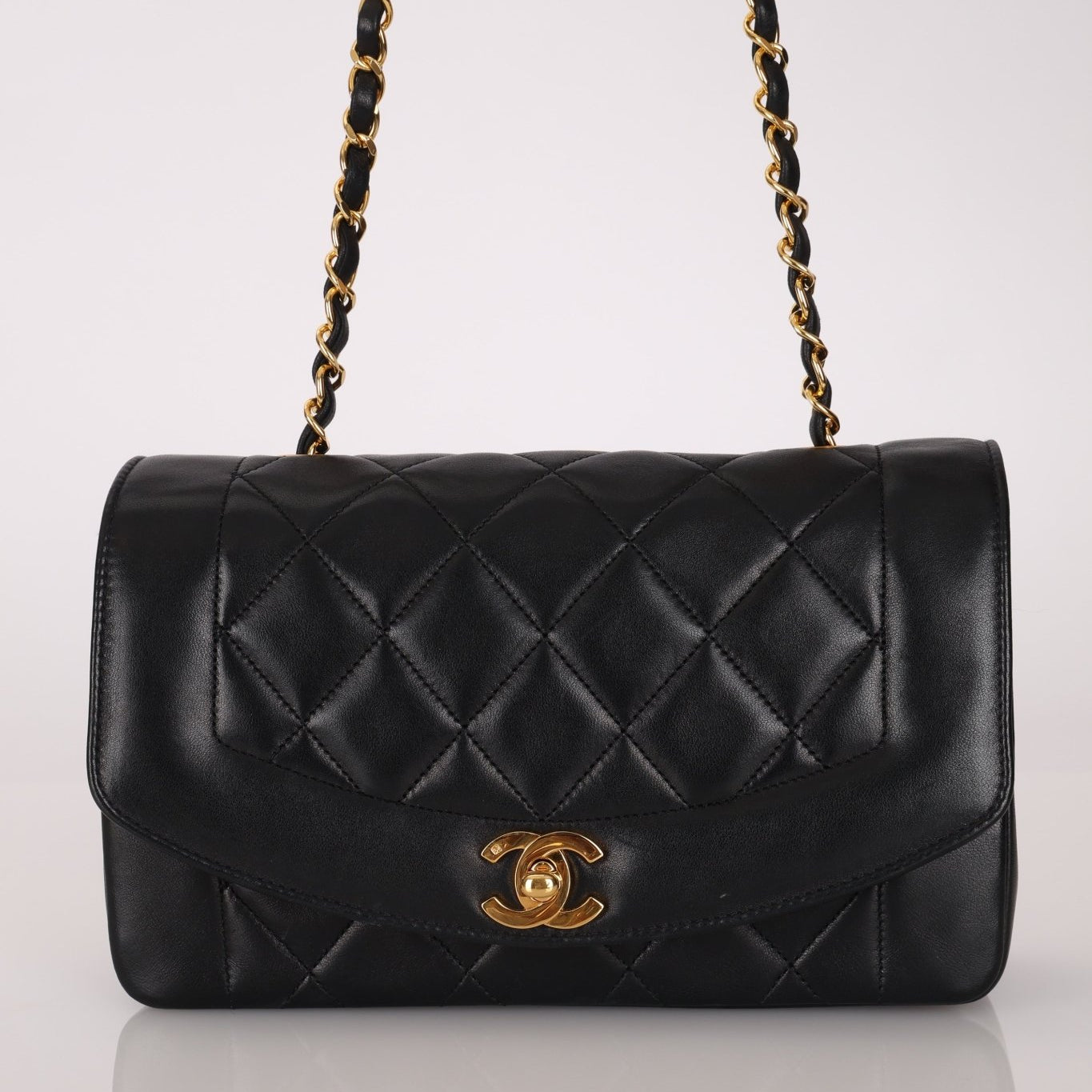 Chanel 1990 Lambskin Small Diana Bag 24K GP - FashioNica