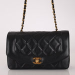 Chanel 1990 Lambskin Small Diana Bag 24K GP - FashioNica