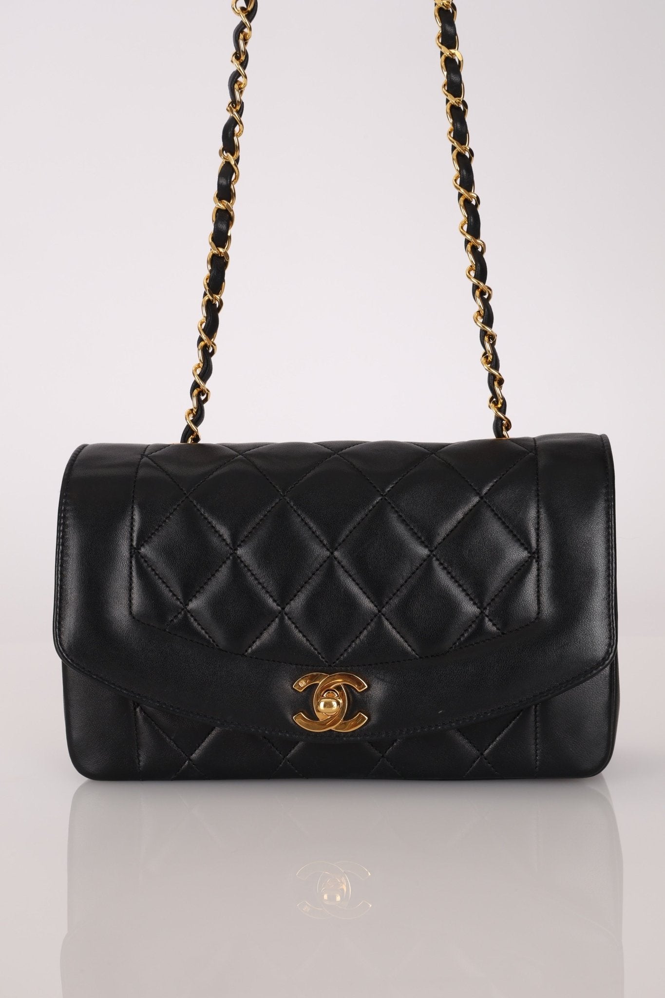 Chanel 1990 Lambskin Small Diana Bag 24K GP - FashioNica