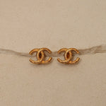 Chanel 1990 Ridged CC Clip - On Earrings 24K GP - FashioNica