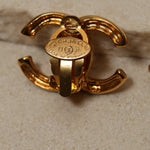 Chanel 1990 Ridged CC Clip - On Earrings 24K GP - FashioNica