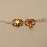 Chanel 1990 Ridged CC Clip - On Earrings 24K GP - FashioNica