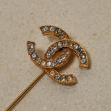 Chanel 1990s CC Crystal Brooch 24K GP - FashioNica