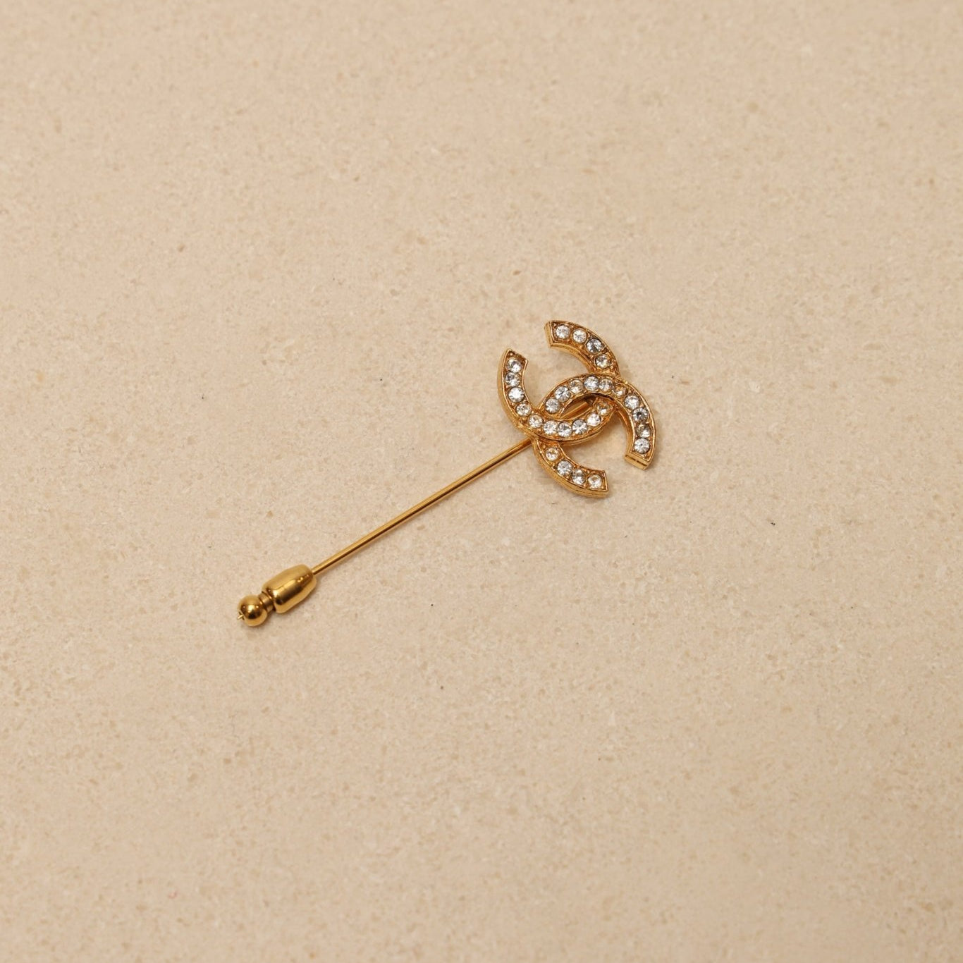 Chanel 1990s CC Crystal Brooch 24K GP - FashioNica