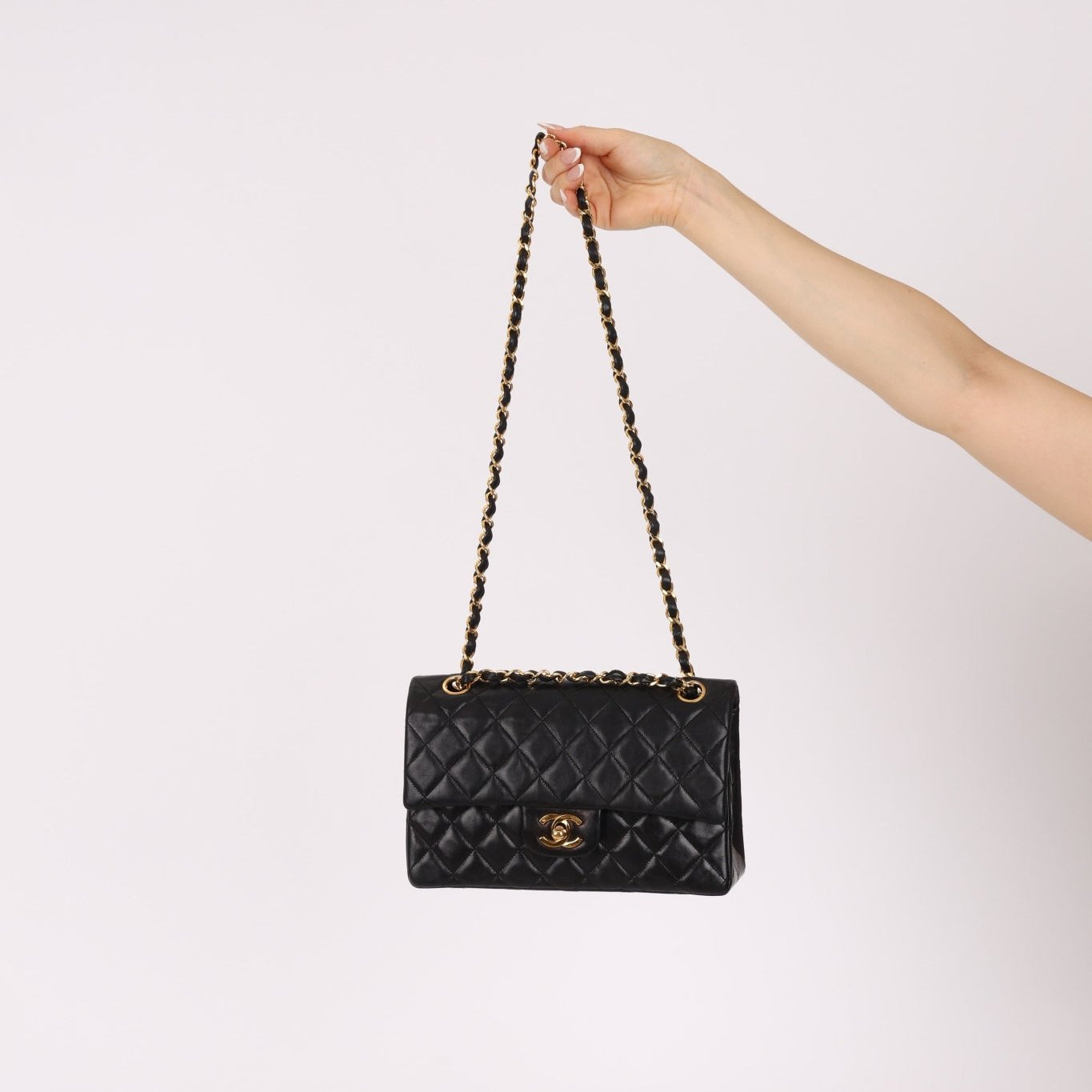 Chanel 1990s Lambskin Small Classic Double Flap 24K GP - FashioNica