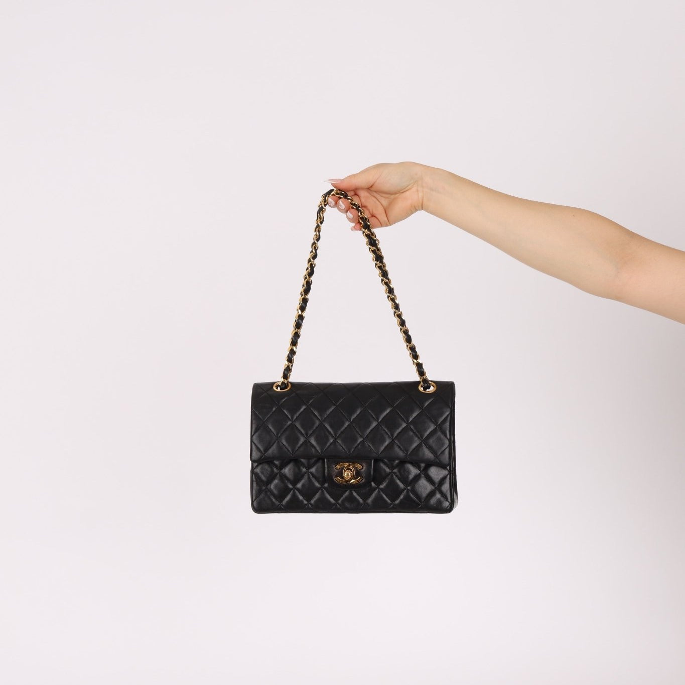 Chanel 1990s Lambskin Small Classic Double Flap 24K GP - FashioNica