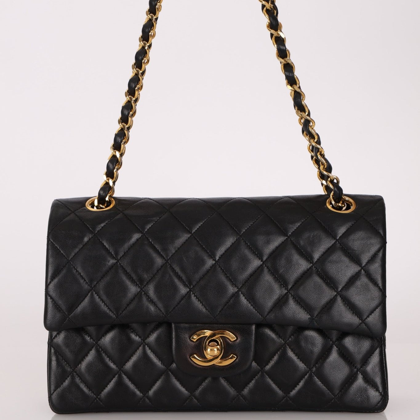 Chanel 1990s Lambskin Small Classic Double Flap 24K GP - FashioNica