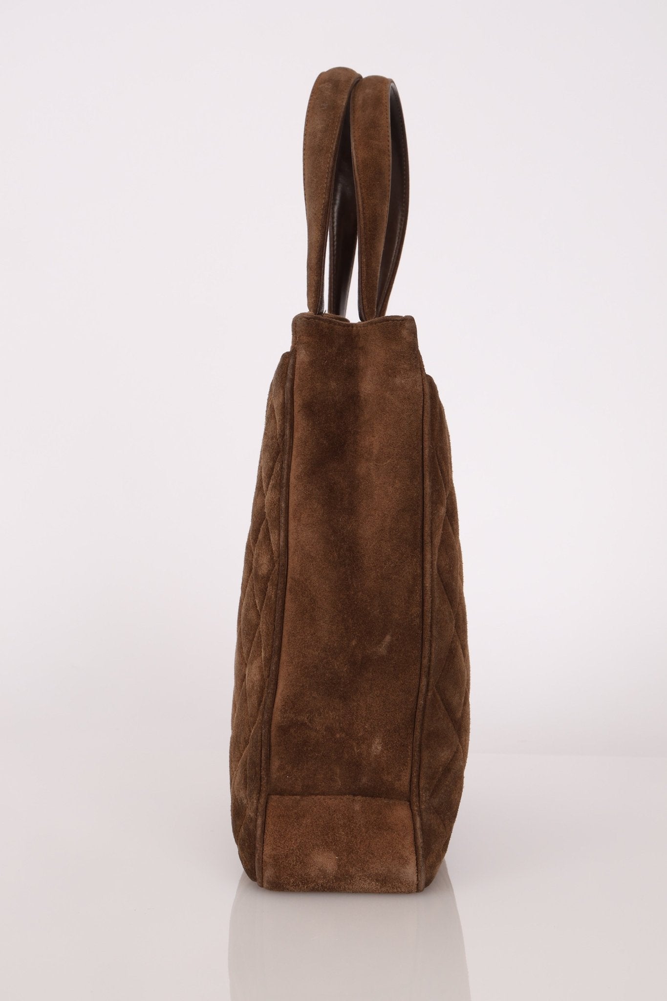 Chanel 1990s Suede Vertical Turnlock Tote 24K GP - FashioNica