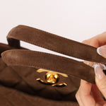 Chanel 1990s Suede Vertical Turnlock Tote 24K GP - FashioNica