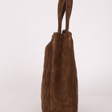 Chanel 1990s Suede Vertical Turnlock Tote 24K GP - FashioNica