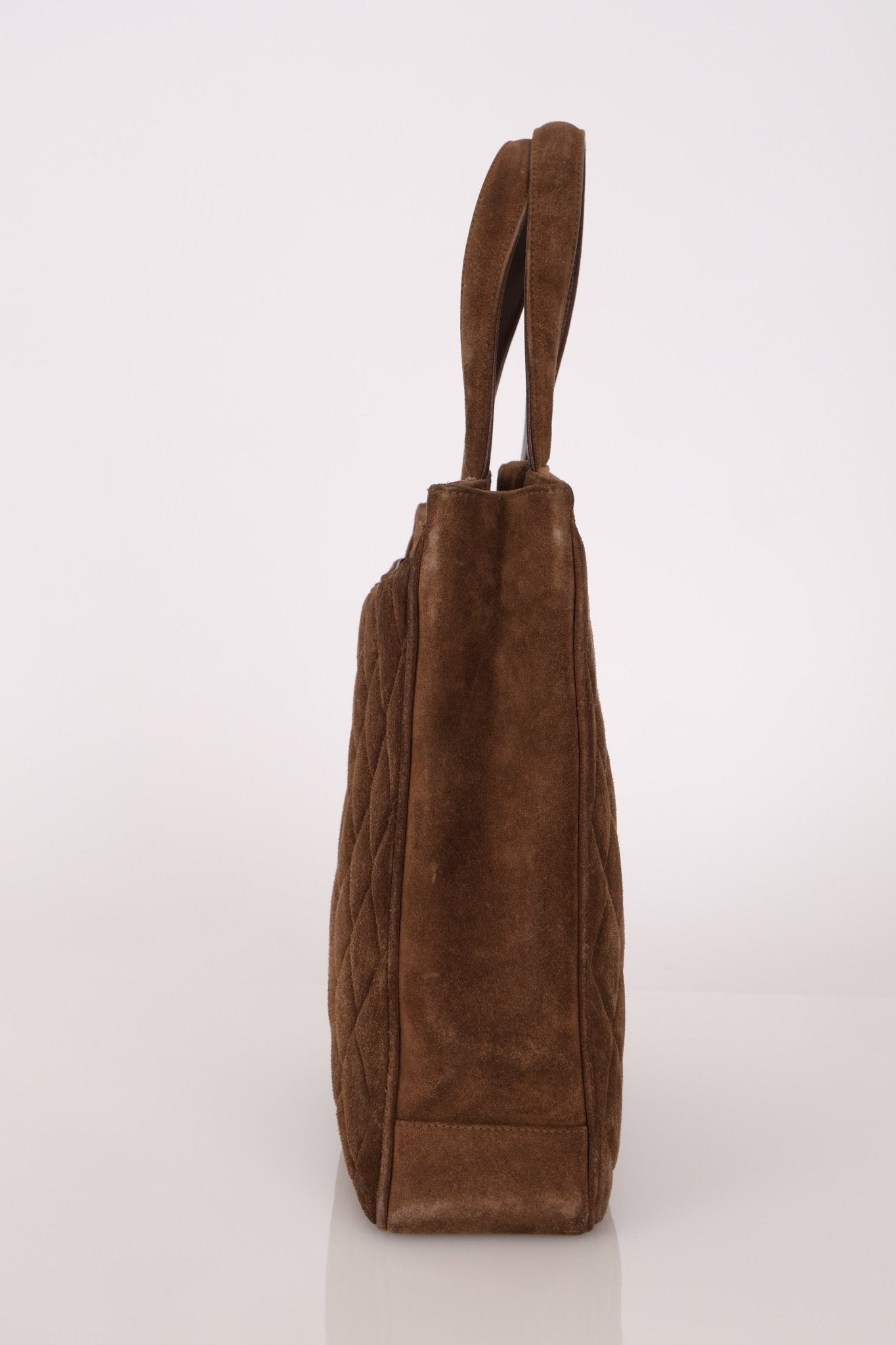 Chanel 1990s Suede Vertical Turnlock Tote 24K GP - FashioNica