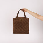 Chanel 1990s Suede Vertical Turnlock Tote 24K GP - FashioNica