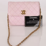 Chanel 1991 Baby Pink Lambskin Mini Square Flap 24K GP - FashioNica