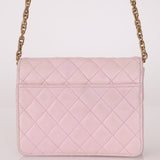 Chanel 1991 Baby Pink Lambskin Mini Square Flap 24K GP - FashioNica