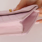 Chanel 1991 Baby Pink Lambskin Mini Square Flap 24K GP - FashioNica