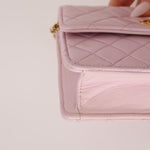 Chanel 1991 Baby Pink Lambskin Mini Square Flap 24K GP - FashioNica