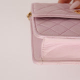 Chanel 1991 Baby Pink Lambskin Mini Square Flap 24K GP - FashioNica