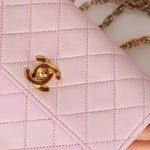 Chanel 1991 Baby Pink Lambskin Mini Square Flap 24K GP - FashioNica
