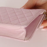 Chanel 1991 Baby Pink Lambskin Mini Square Flap 24K GP - FashioNica