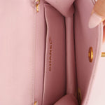 Chanel 1991 Baby Pink Lambskin Mini Square Flap 24K GP - FashioNica