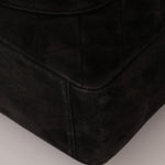 Chanel 1991 Black Suede XL Turnlock Jumbo Classic Flap 24K GP - FashioNica