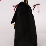 Chanel 1991 Black Suede XL Turnlock Jumbo Classic Flap 24K GP - FashioNica