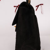 Chanel 1991 Black Suede XL Turnlock Jumbo Classic Flap 24K GP - FashioNica